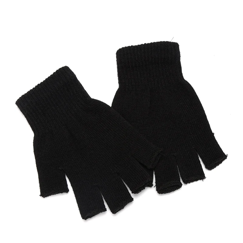 Street Fashion Gloves - Unisex schwarze Halbfinger-Fingerlose Handschuhe aus Wolle,