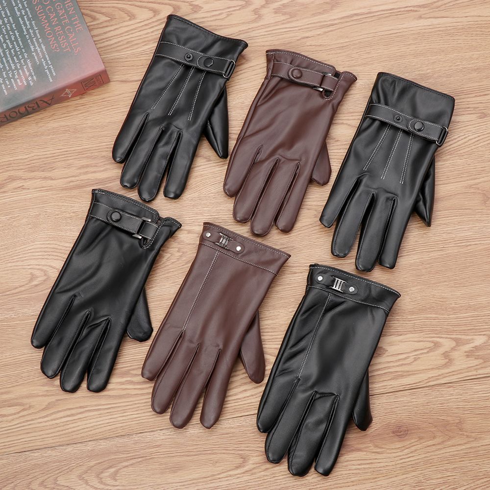 Street Fashion Gloves - Herren Fleece Thermo Leder handschuhe Winter