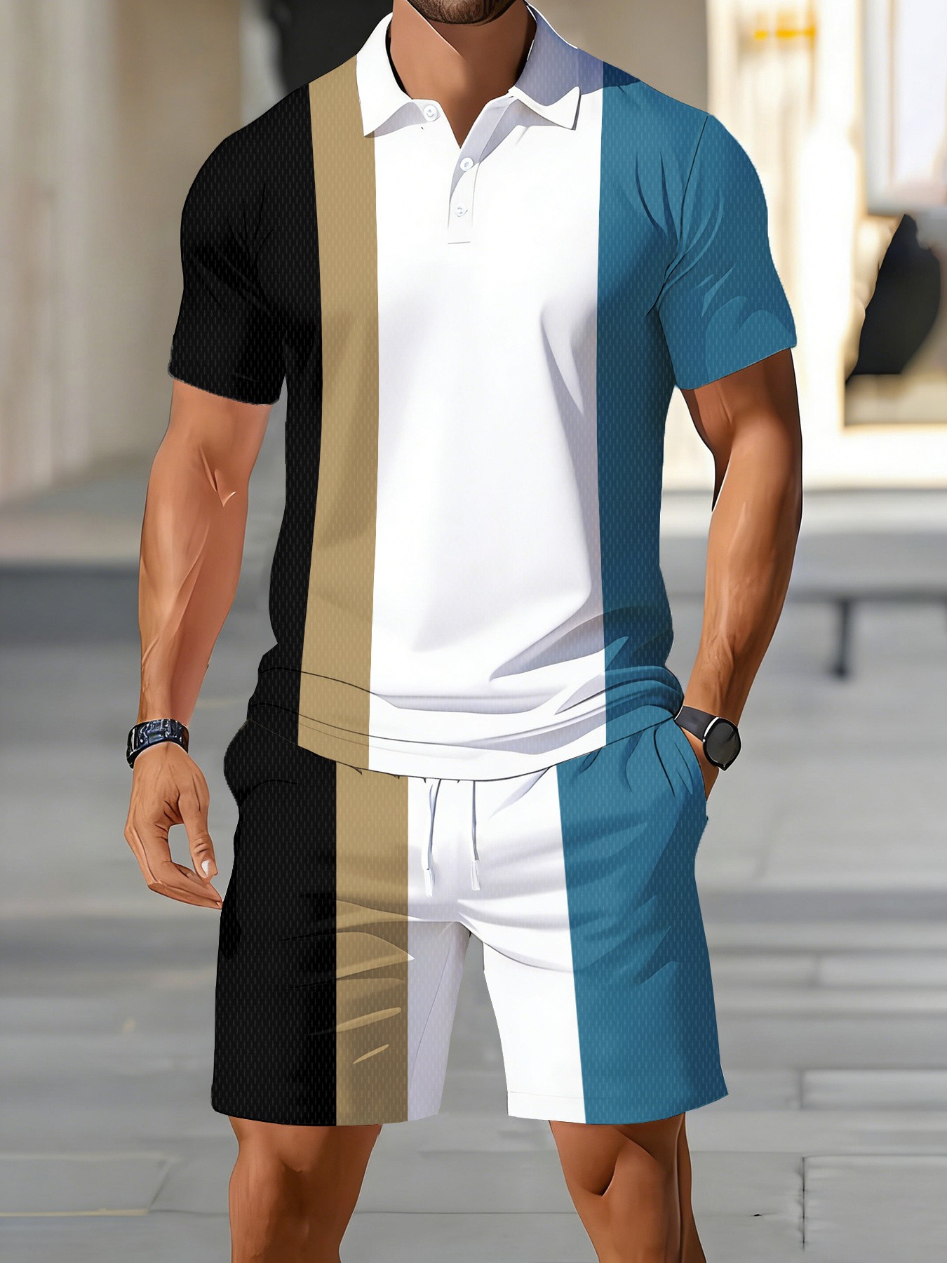 Street Fashion Summer 2026 - 2026 Sommer Neues Herren-Polo-Shirt-Set – Lässige