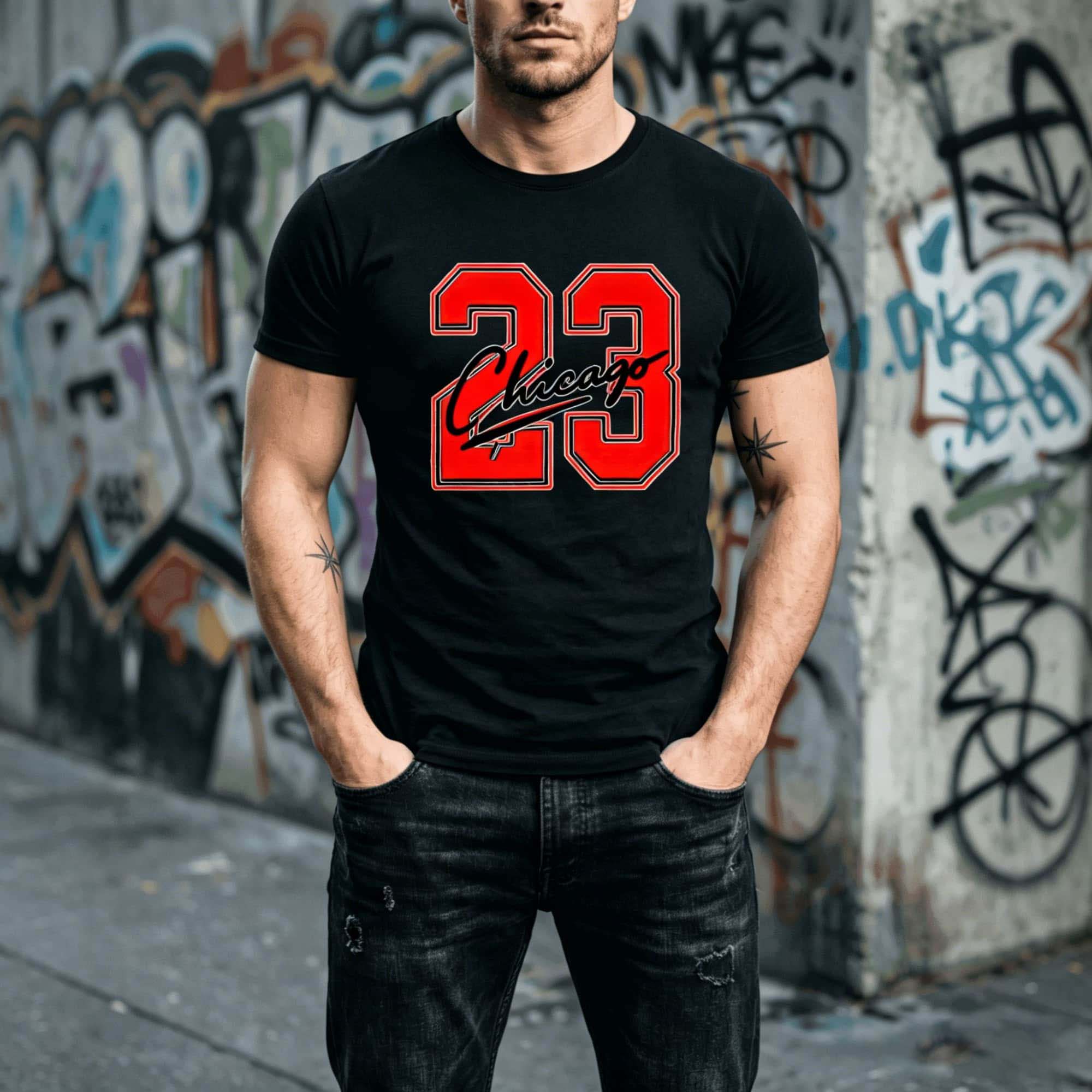 Street Fashion Chicago - Sommer Herren Chicago Cursive Script Nummer