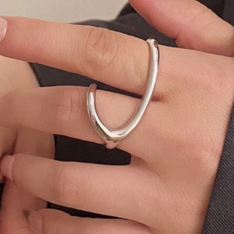 Street Fashion Rings - PANJBJ 925 Sterling Silber Line Crossing