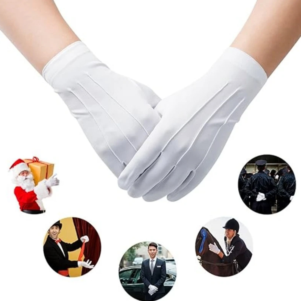 Street Fashion Gloves - 1/2 Paar Weiße Baumwollhandschuhe für Herren,