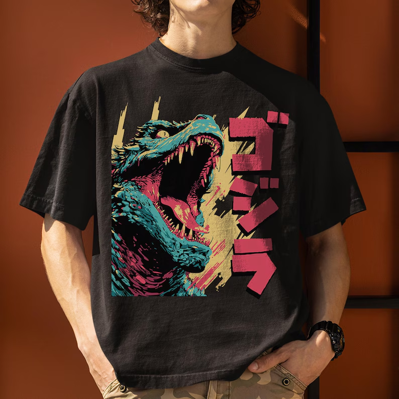 Street Fashion Japan - Godzilla Gojira Japanischer Kaiju-Film Grafik T-Shirt