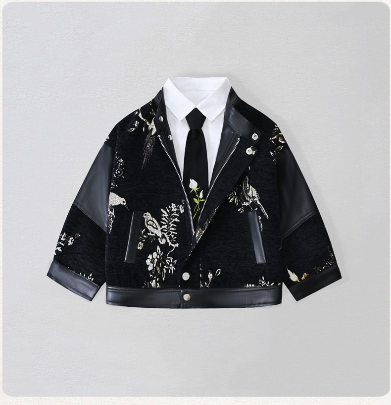 Street Fashion News - Gentleman Kinder Stickerei Motorrad Pu Lederjacke