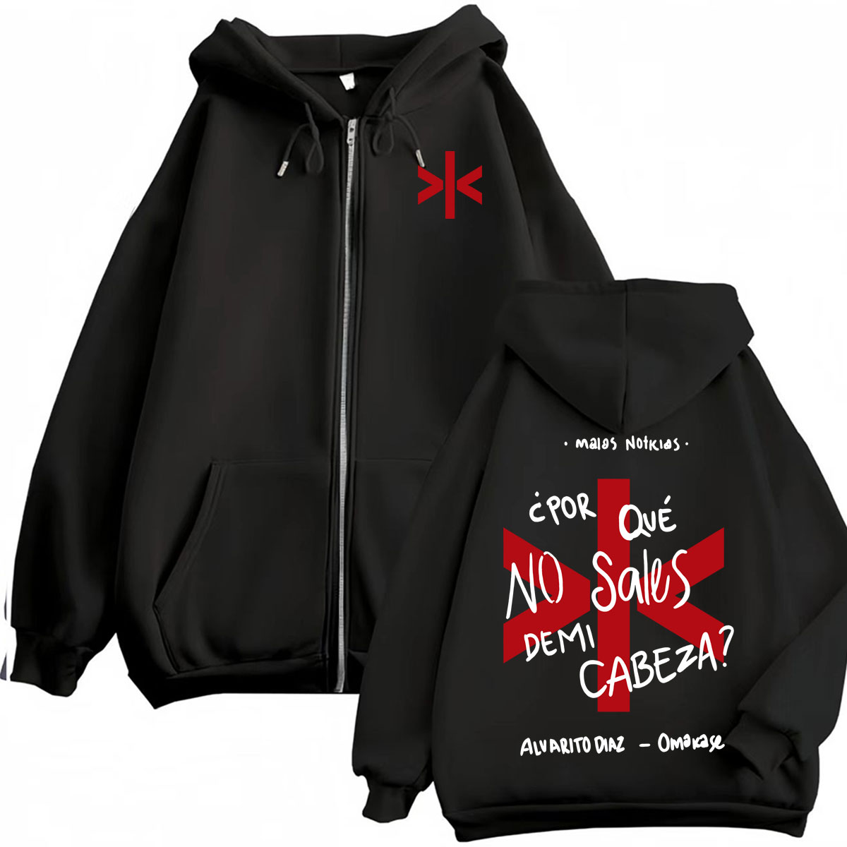 Street Fashion Zip Up Hoodie - Alvaro Diaz Omakase Album Print Jacke