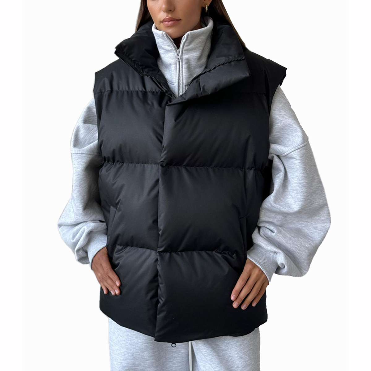 Puffer Vest Padded - Damen-Oberbekleidung, lässige Weste, Daunenpolsterung, Baumwolle, gesteppt,