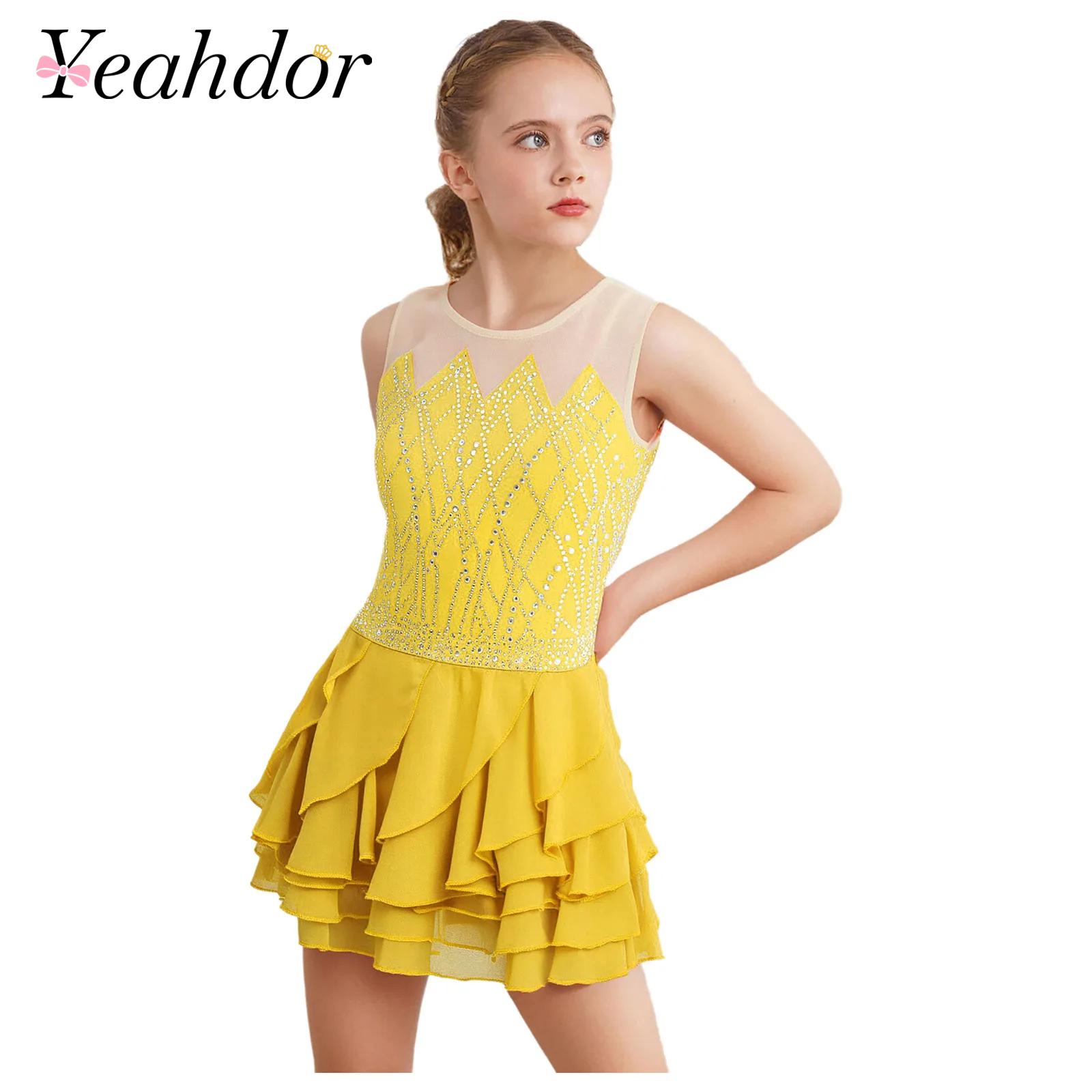 Street Fashion Kids - Mädchen Mesh Eiskunstlauf Kleid Tanz Trikots