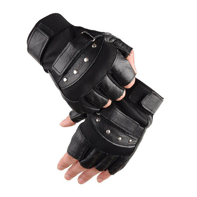 Street Fashion Gloves - Herren Halb finger Leder Fitness handschuhe