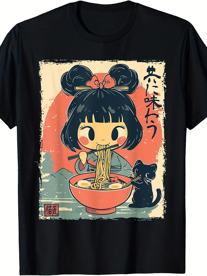 Japanese Street Fashion Female - Entzückendes japanisches Kawaii-Mädchen und eine Katze,