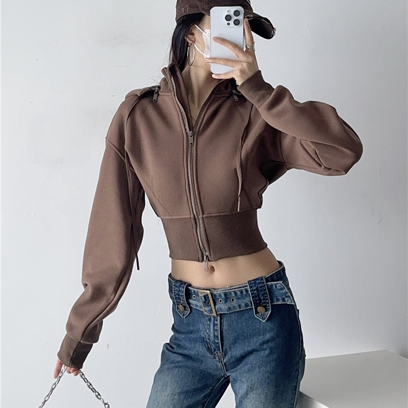 Damen Crop Hoodie Sweatshirts  – Street Fashion Zip Up Hoodie Bewertung und Preis