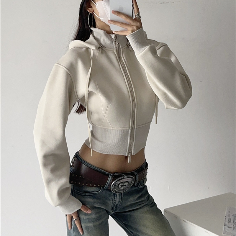 Damen Crop Hoodie Sweatshirts  – Street Fashion Zip Up Hoodie Bewertung und Preis