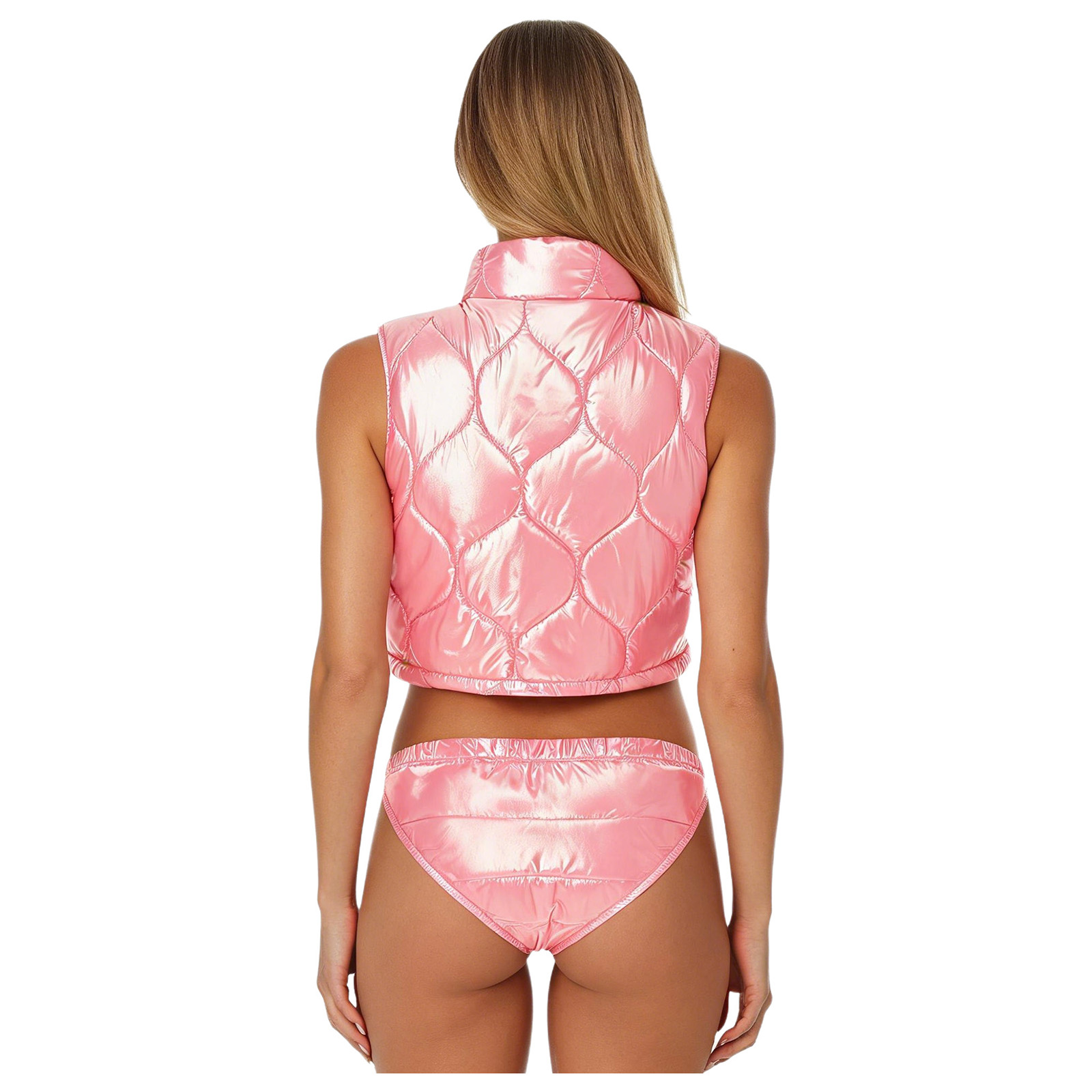 Damen Glänzendes Gestepptes Pu – Puffer Vest Padded Bewertung und Preis