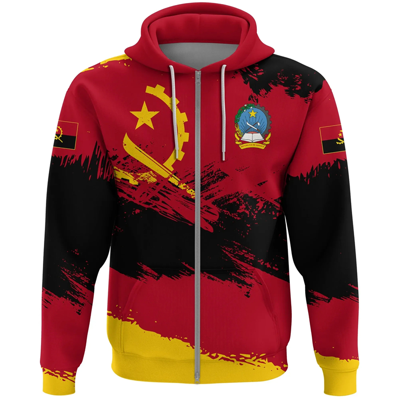 Angola Karte Afrika Land Grafi – Street Fashion Zip Up Hoodie Bewertung und Preis