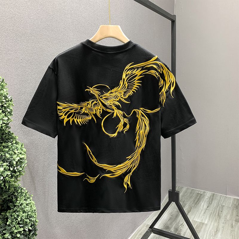 Phoenix besticktes Kurzarm-T-S – Street Fashion In Chinese Bewertung und Preis